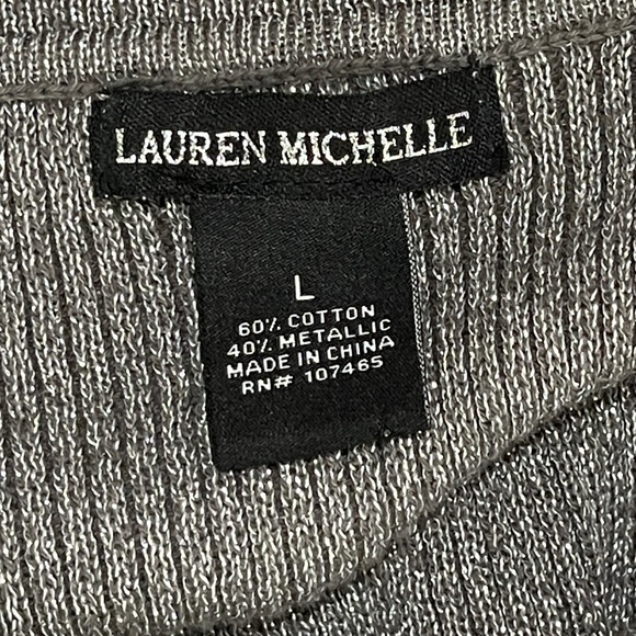 *Lauren Michelle Women’s Grey Off The Shoulder Sweater Sz L - Picture 13 of 13